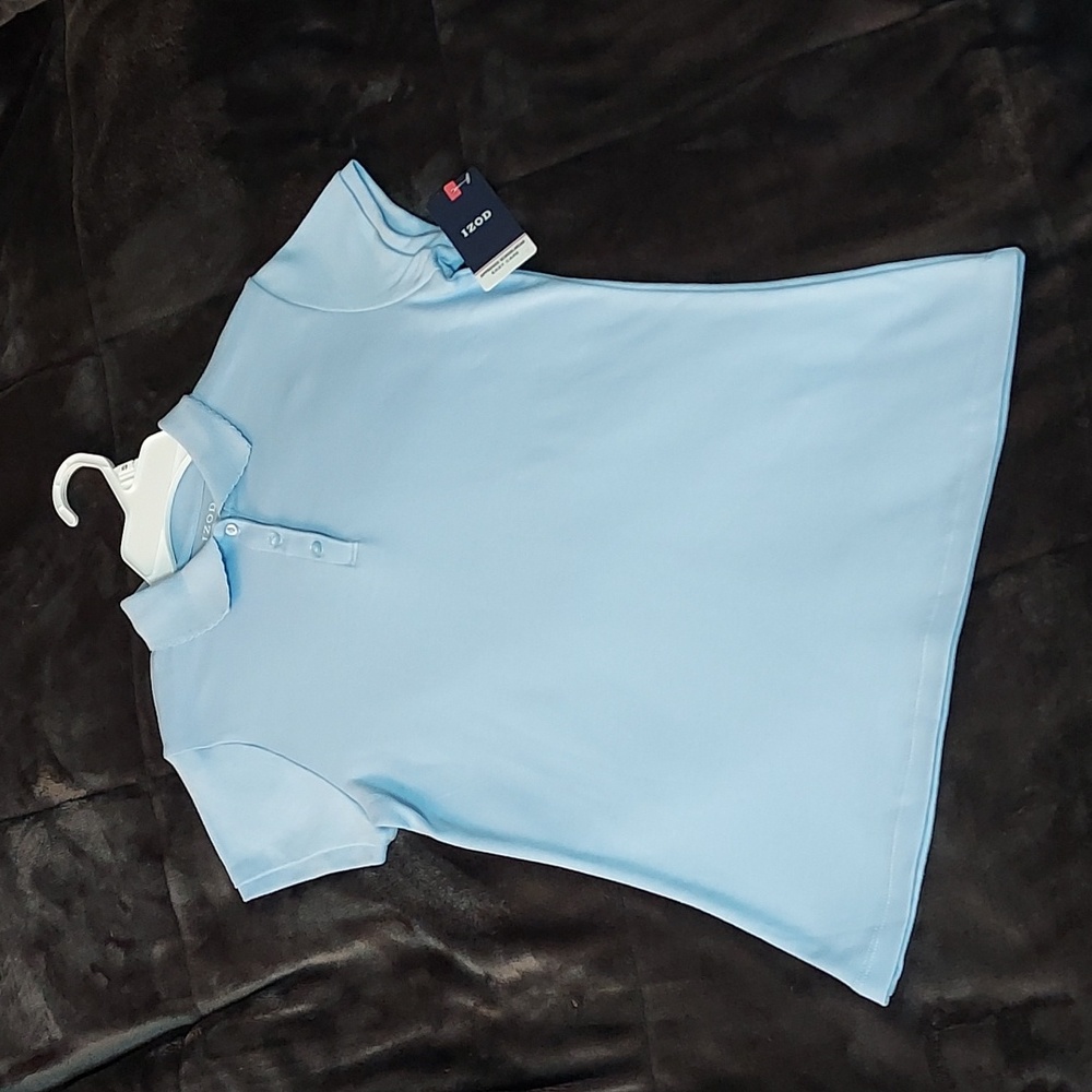 Girls Izod School Uniform Short Sleeve Polo Shirt - Light Blue